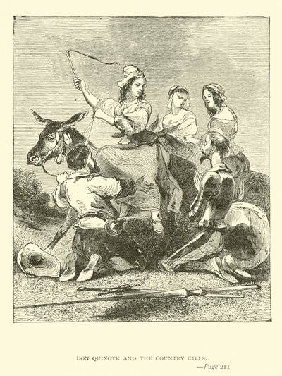 Don Quichot en de dorpsmeisjes door John Gilbert